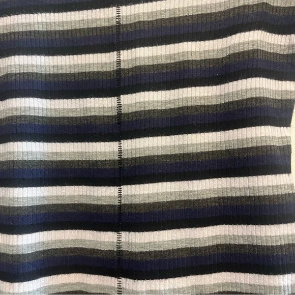 FREE PEOPLE Good on You Grey Multi Striped Three Quarter Sleeve Tee - Picture 11 of 14